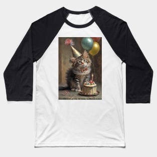 Maine Coon Cat Birthday Card Baseball T-Shirt
